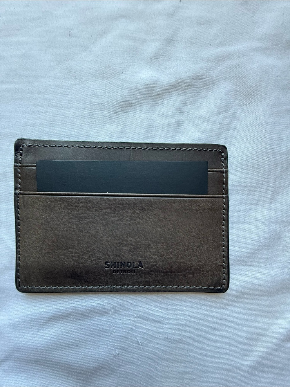 Shinola Detroit Charcoal Navigator Leather 6 Pocket Card Case